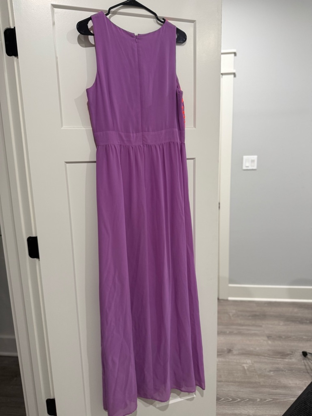 Gianni Bini Embroidered Maxi Dress | Size 10 | Purple & Coral Sleeveless Dress - Picture 5 of 6